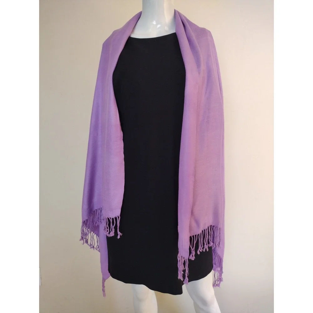 Pashmina Cashmire‎ scarf wrap shawl Purple Lightweight Chic Elegant 66x29